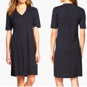 Eileen Fisher Black Hemp & Organic Cotton Slub Dress